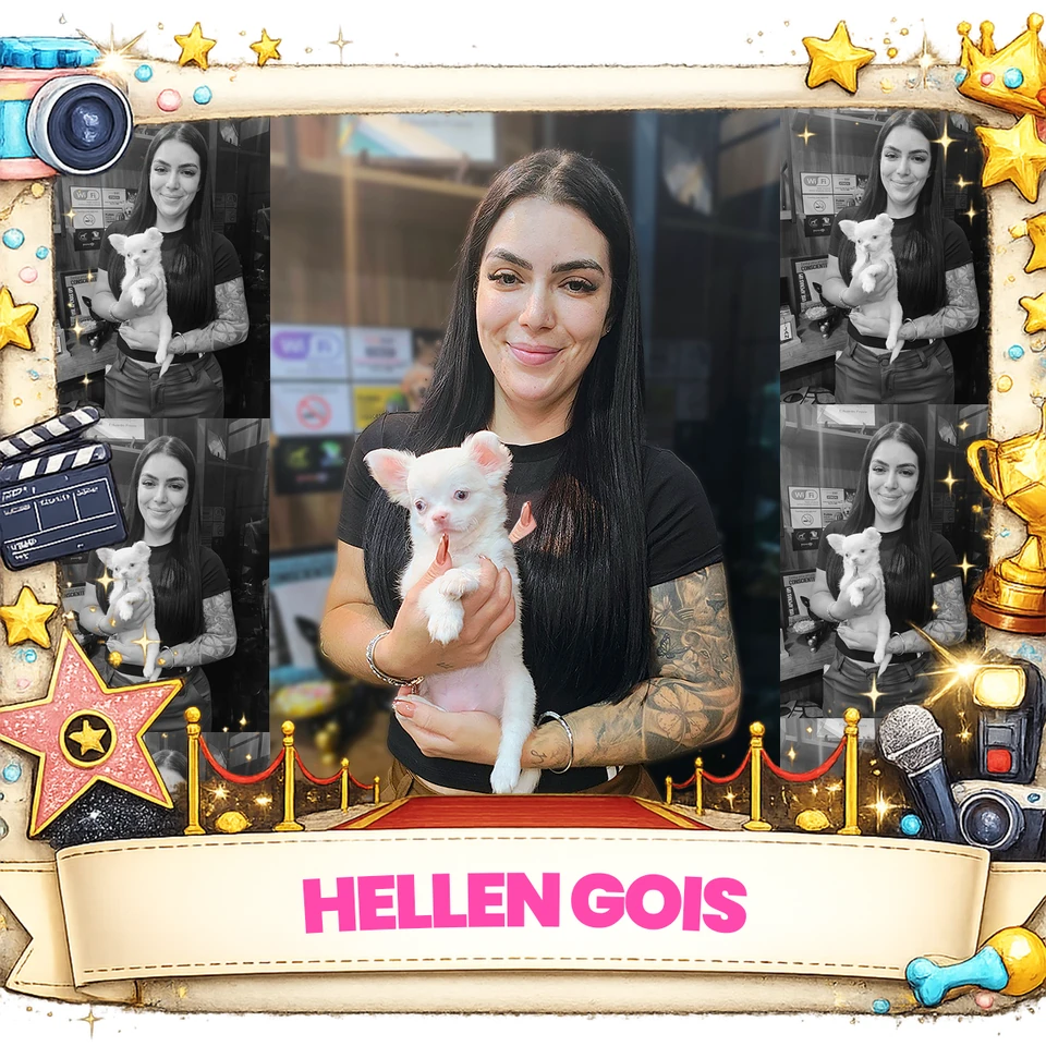 Foto de cliente famoso com seu pet — acervo Eu Quero Um Filhote