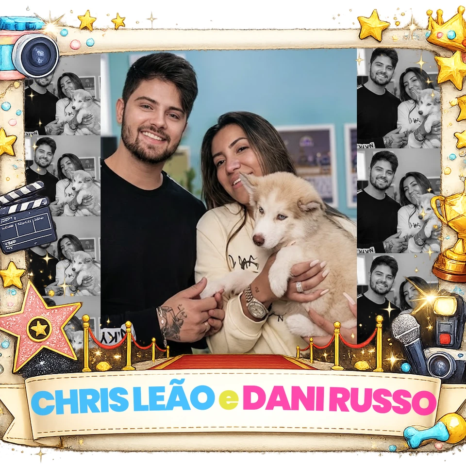 Foto de cliente famoso com seu pet — acervo Eu Quero Um Filhote