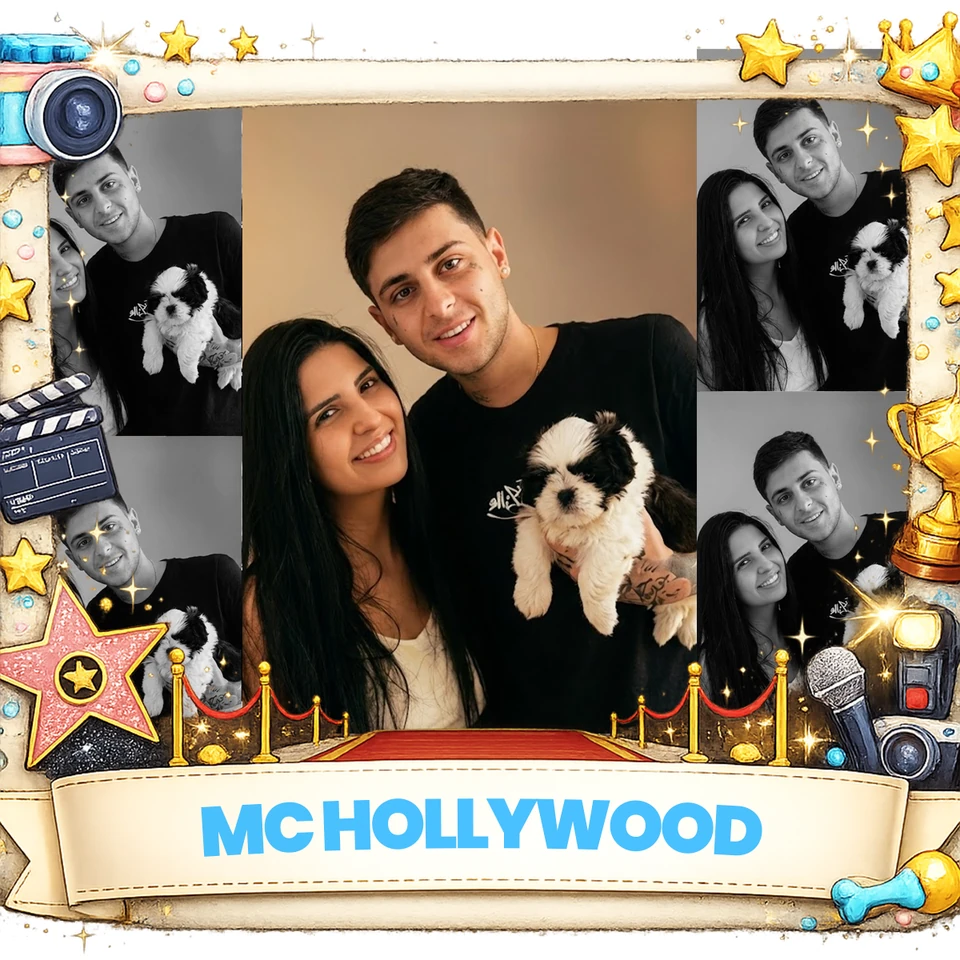 Foto de cliente famoso com seu pet — acervo Eu Quero Um Filhote